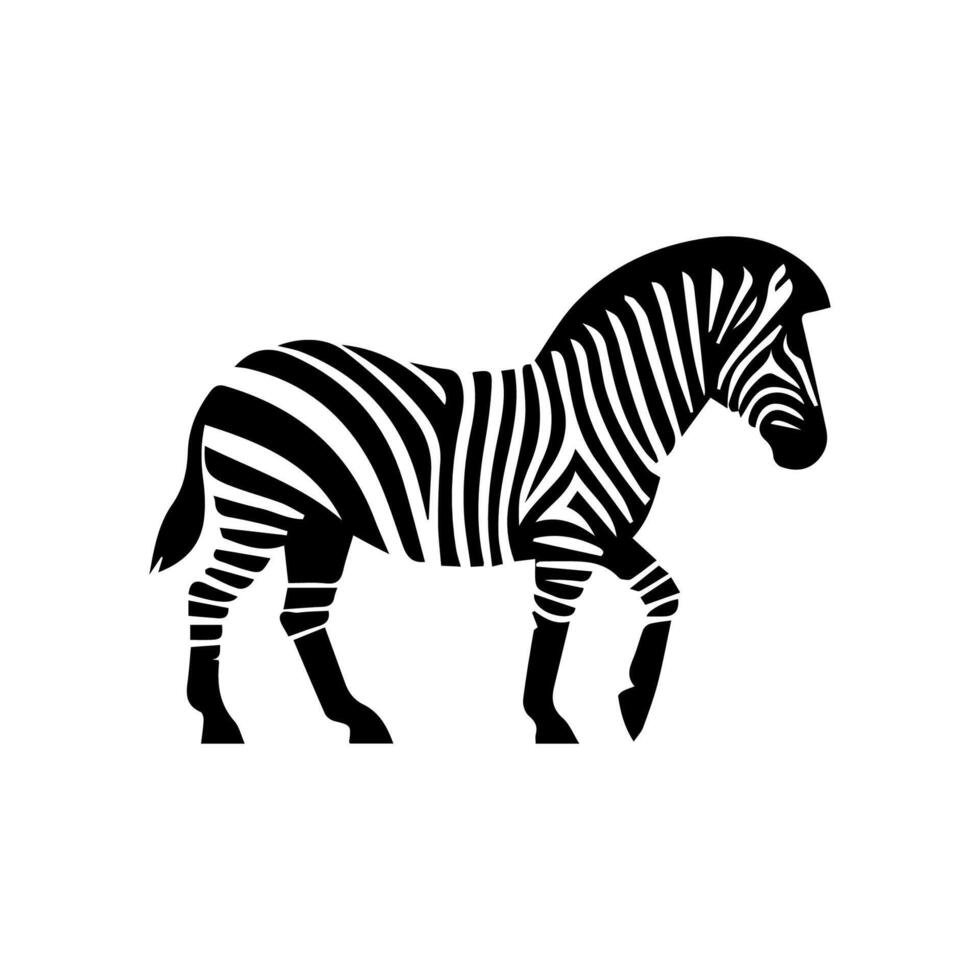 Zebra standing silhouette, zebra animal zoo icon logo vector