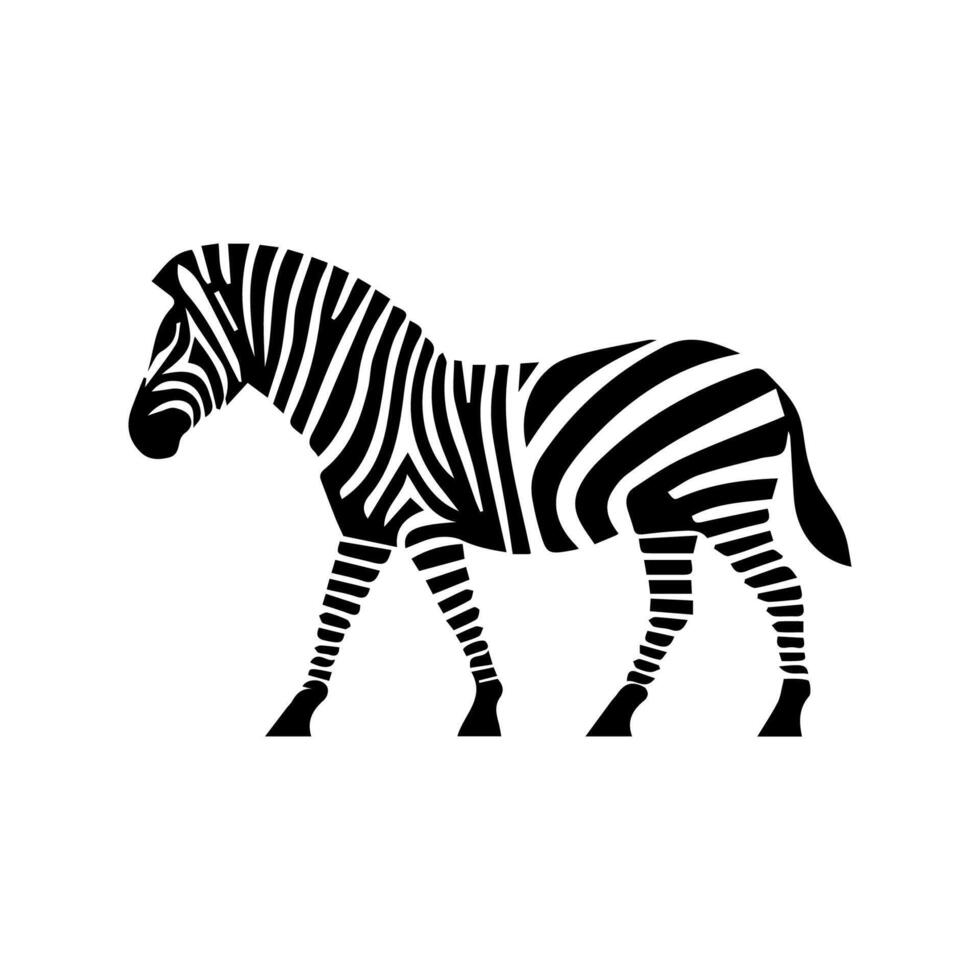 Zebra standing silhouette, zebra animal zoo icon logo vector