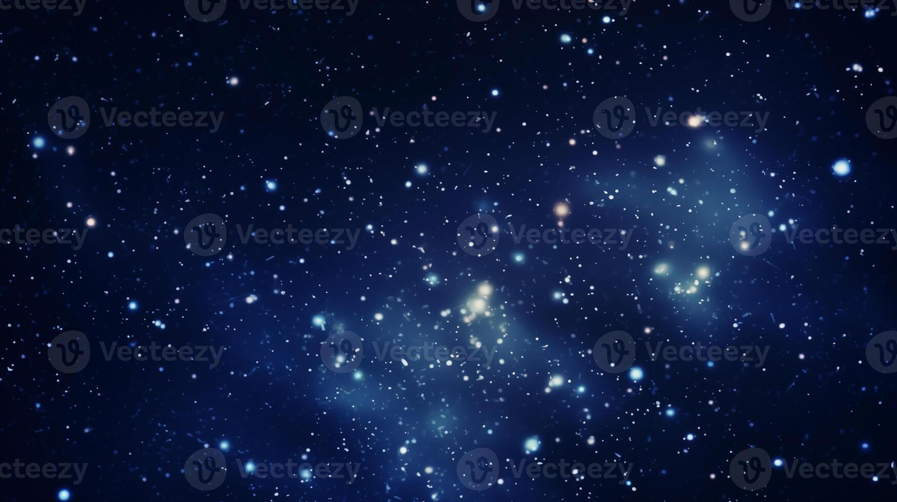 Deep blue starry background with diffused celestial light and cosmic haze photo