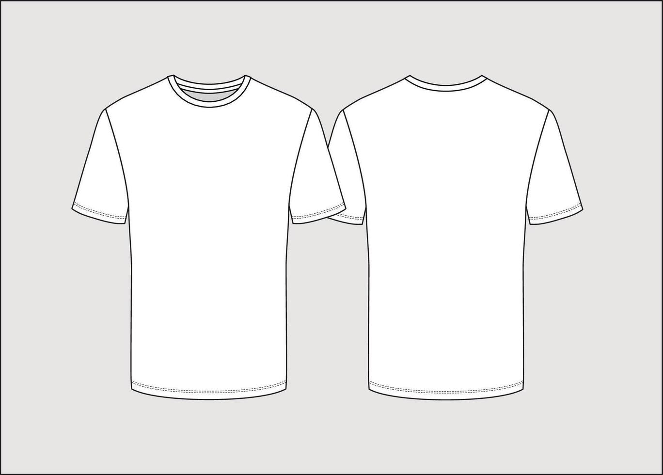 BASIC MEN T-SHIRT - ROUND NECK - FRONT AND BACK vector