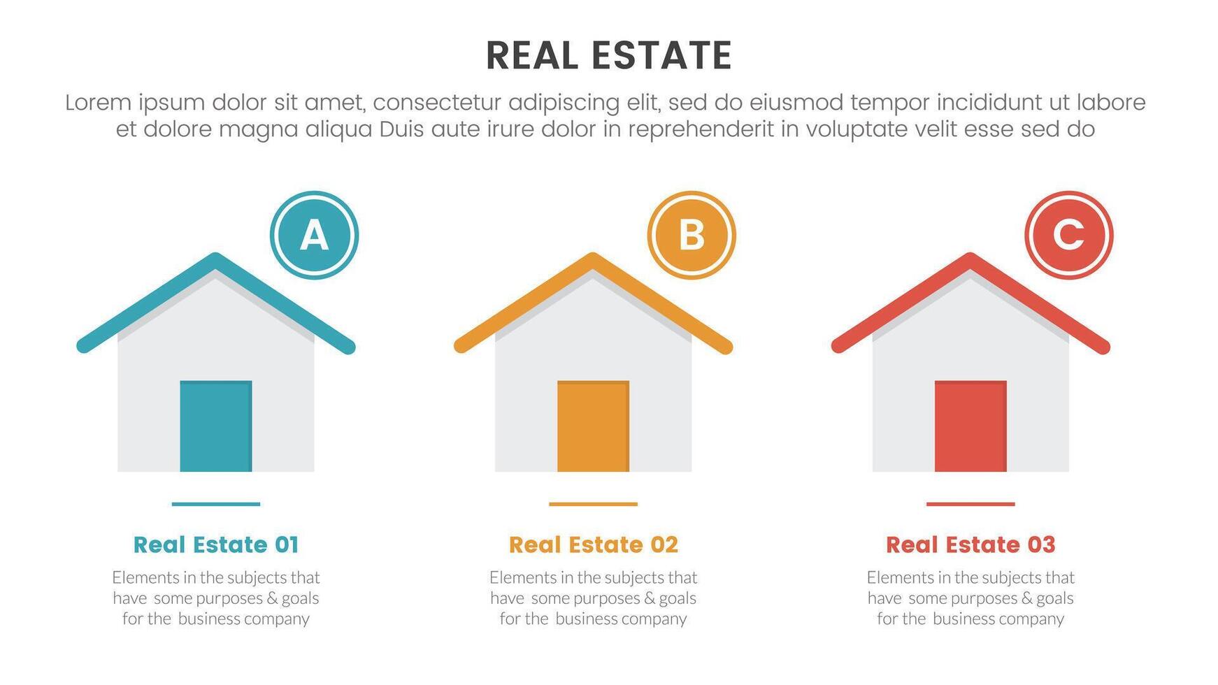 real estate property infographic template banner with horizontal balance right direction with 3 point list information for slide presentation vector