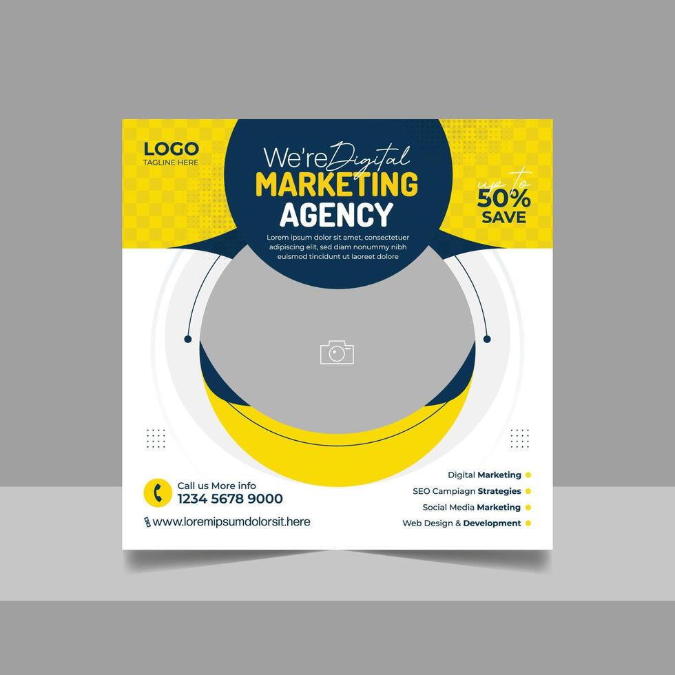 Digital Marketing Social Media Post Template, Online Live Webinar, Business Conference, Guest Speaker Web Banner Square Flyer Design Set. vector