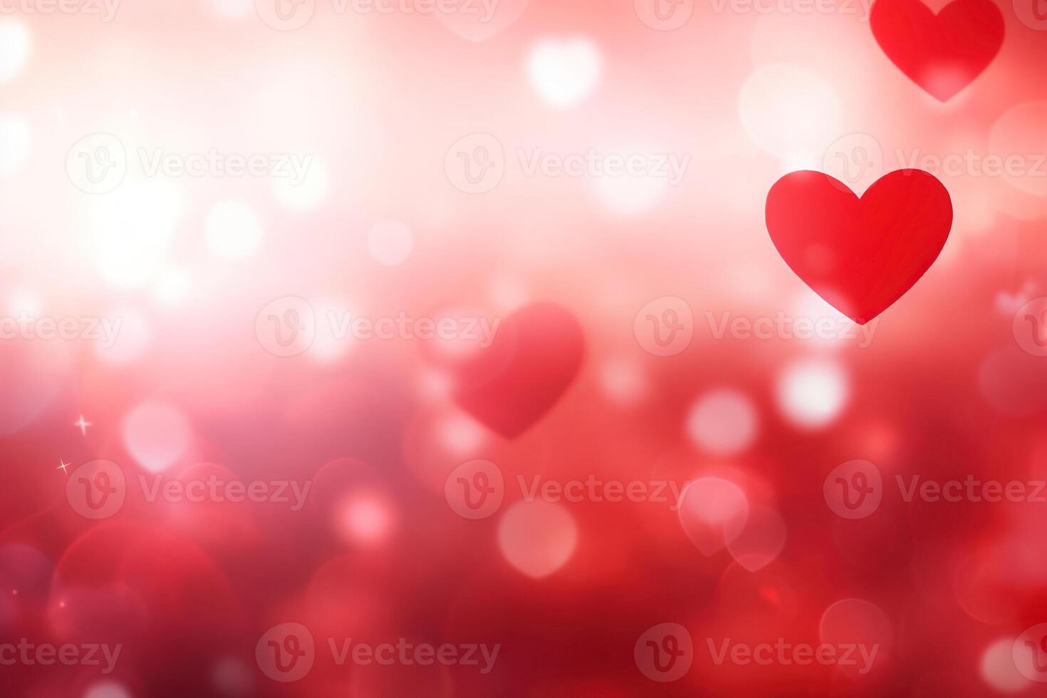 Valentine's Day red background with blurred hearts photo
