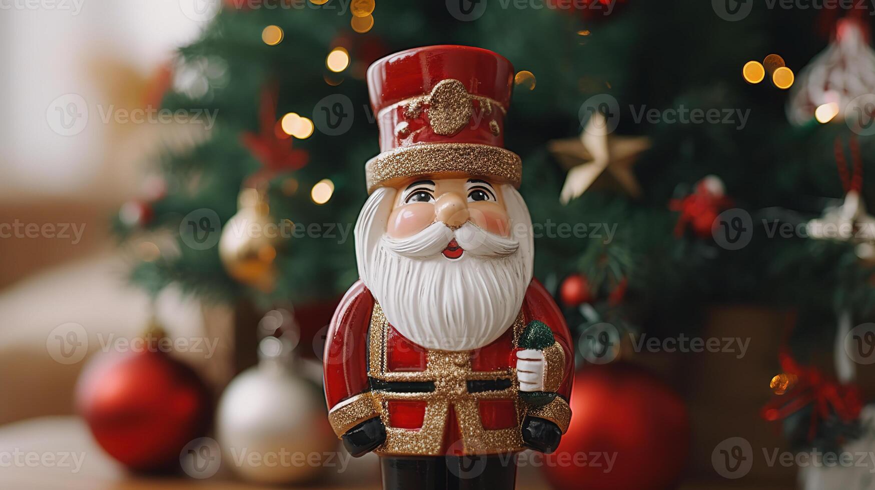 Christmas decor in cozy interior close-up photo