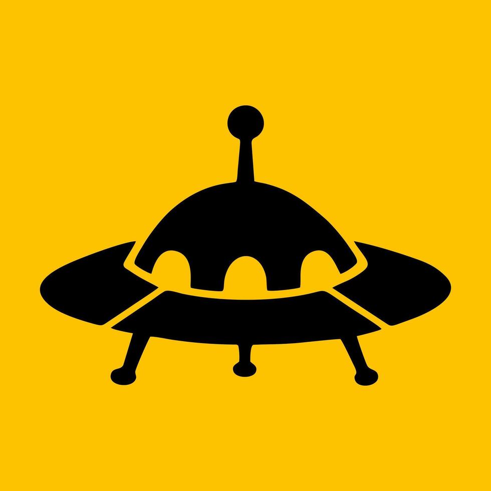 editable ufo icon with yellow background vector