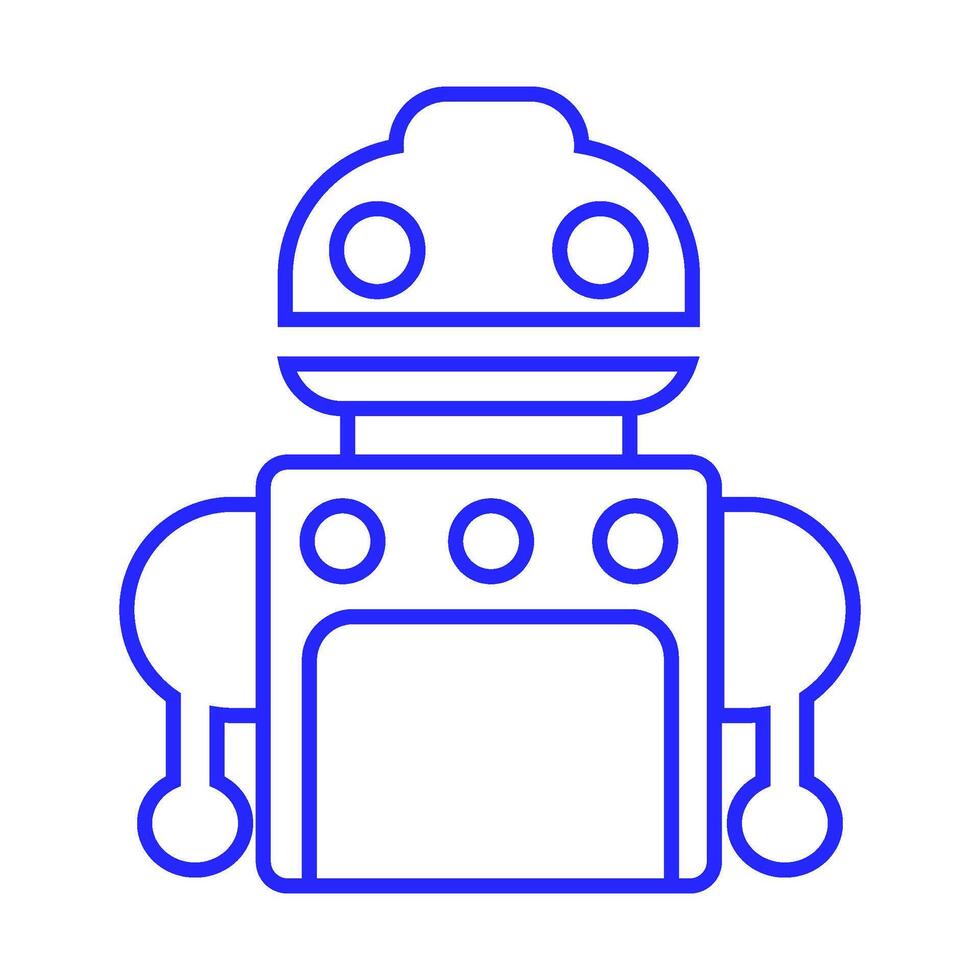 editable robot icon in blue line style vector