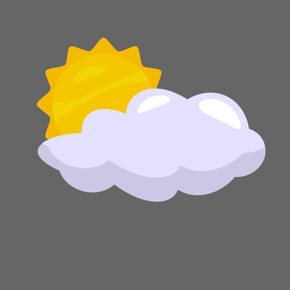 Cloud with a sun illustration suitable for weather related designs, climate change concepts, or summer themed projects. Bright and engaging graphics vector