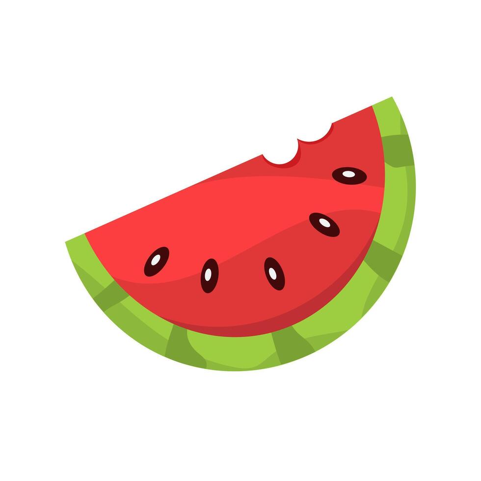Slice of watermelon with seeds, ideal for summer food blogs, beverage advertisements, and healthy lifestyle social media posts. Fresh and vibrant vector