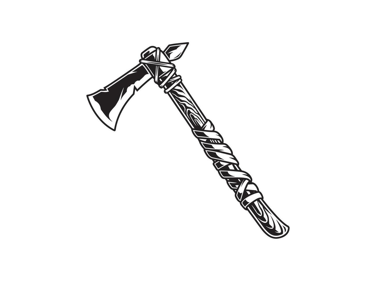 a black and white drawing of tomahawk vector