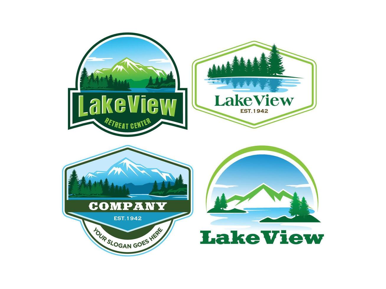 vintage moutain lake badge logo vector