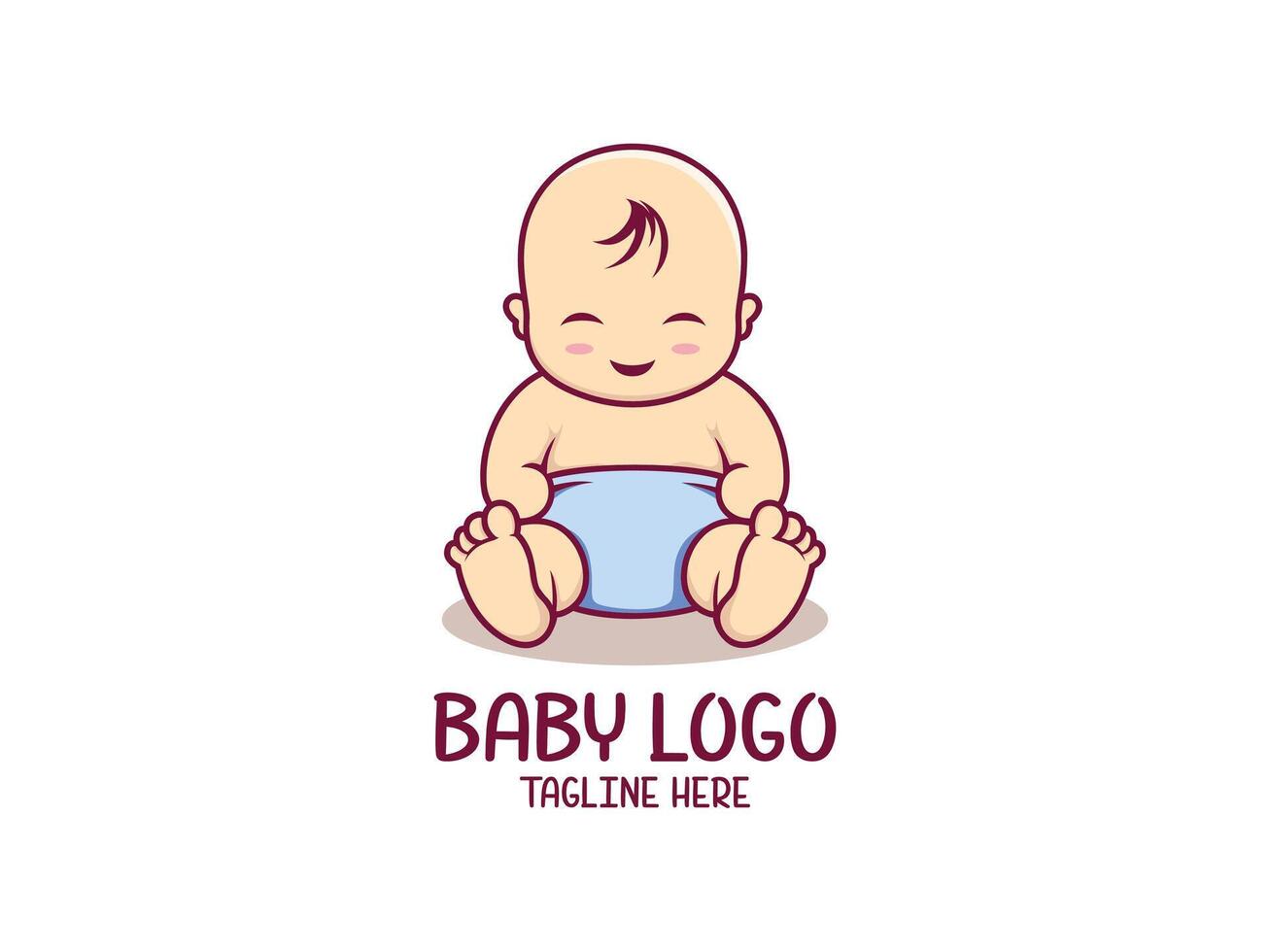 baby logo design with a baby sitting on the floor vector