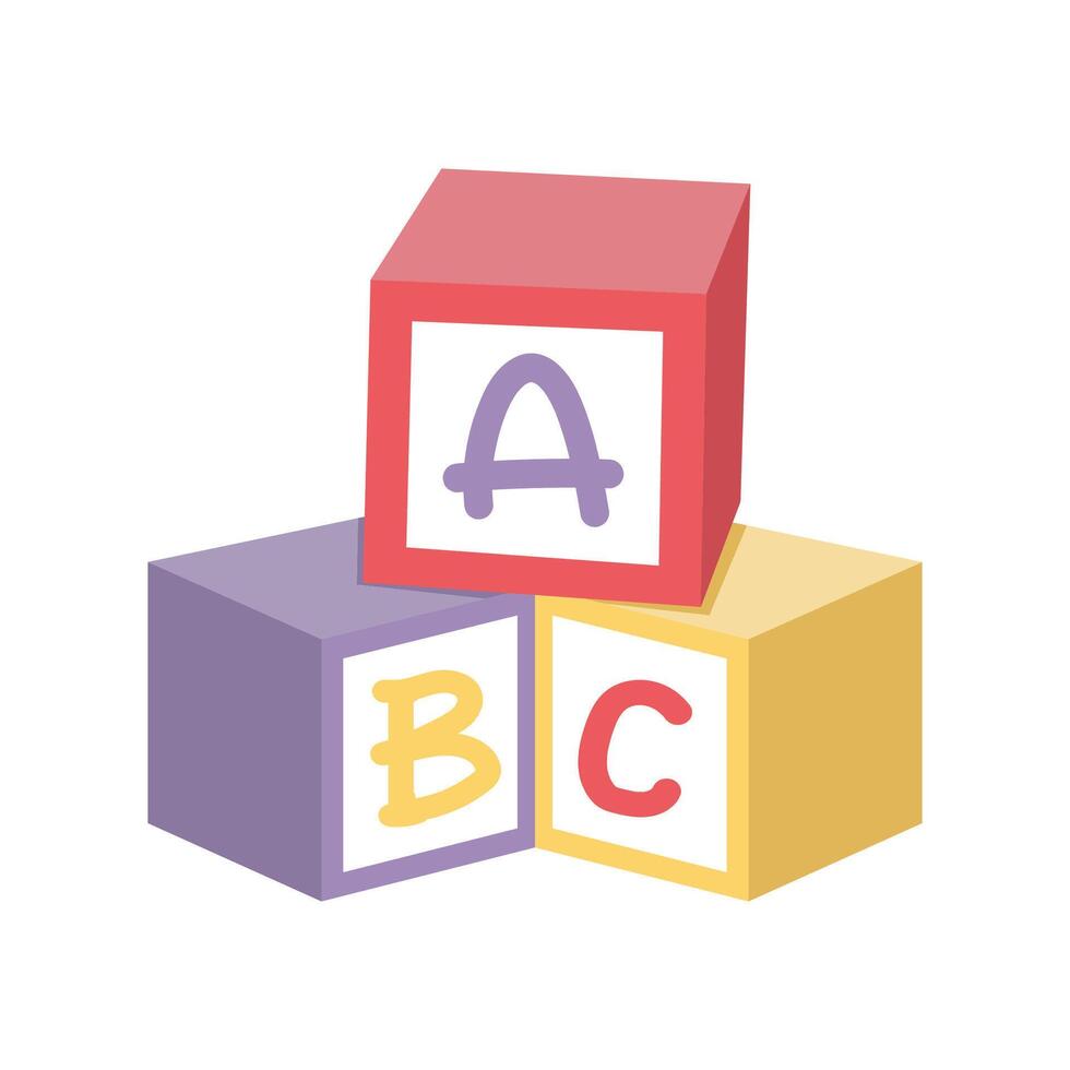 juguetes alfabeto bloques icono plano vector