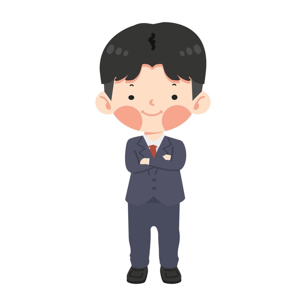 business man standing with crossed arms cartoon vector