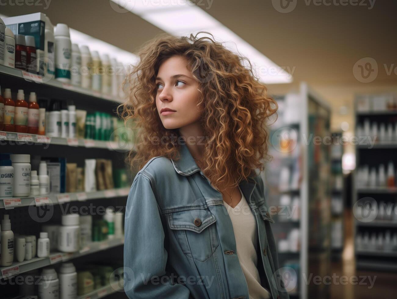 mujer comparando productos en un supermercado foto