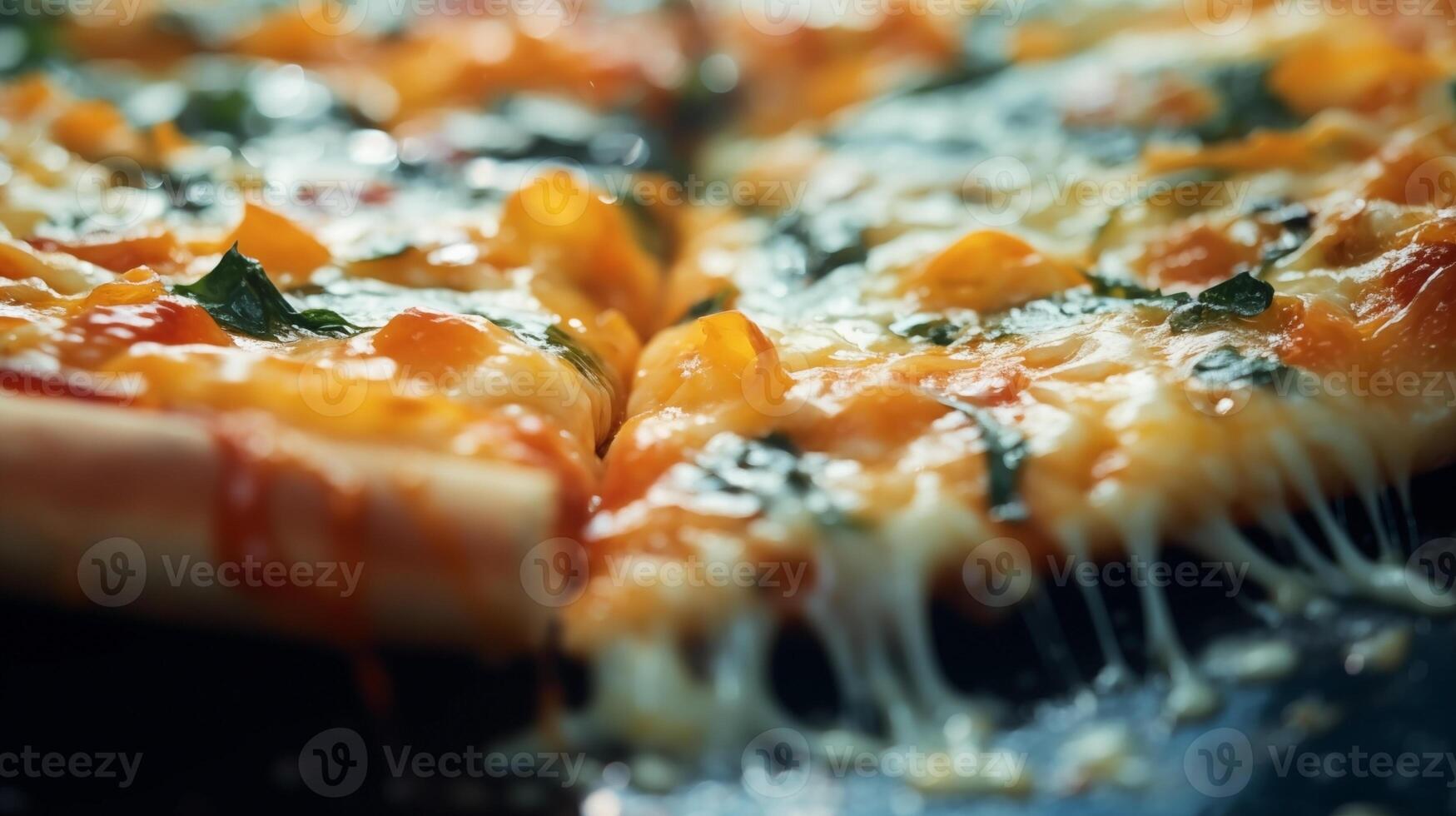Extreme close-up of tasty pizza. Food photography photo