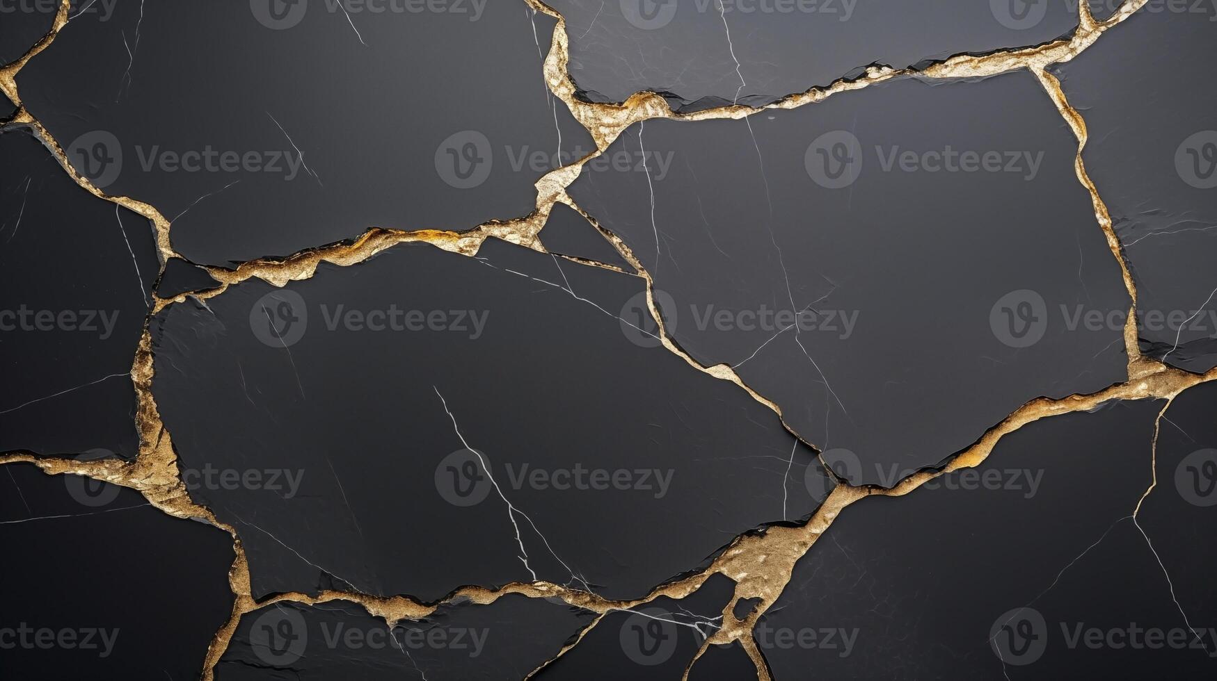 Sophisticated black marble background with elegant golden vein patterns photo