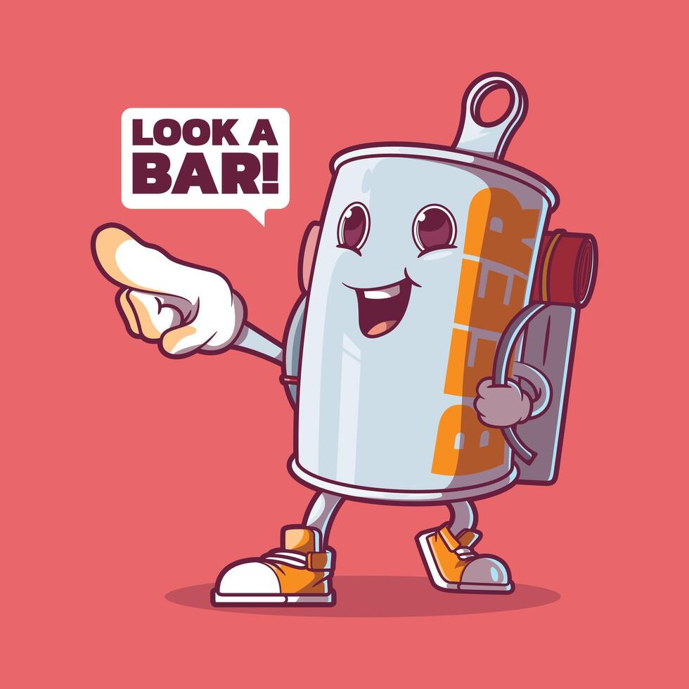 Beer Can character traveling. vector