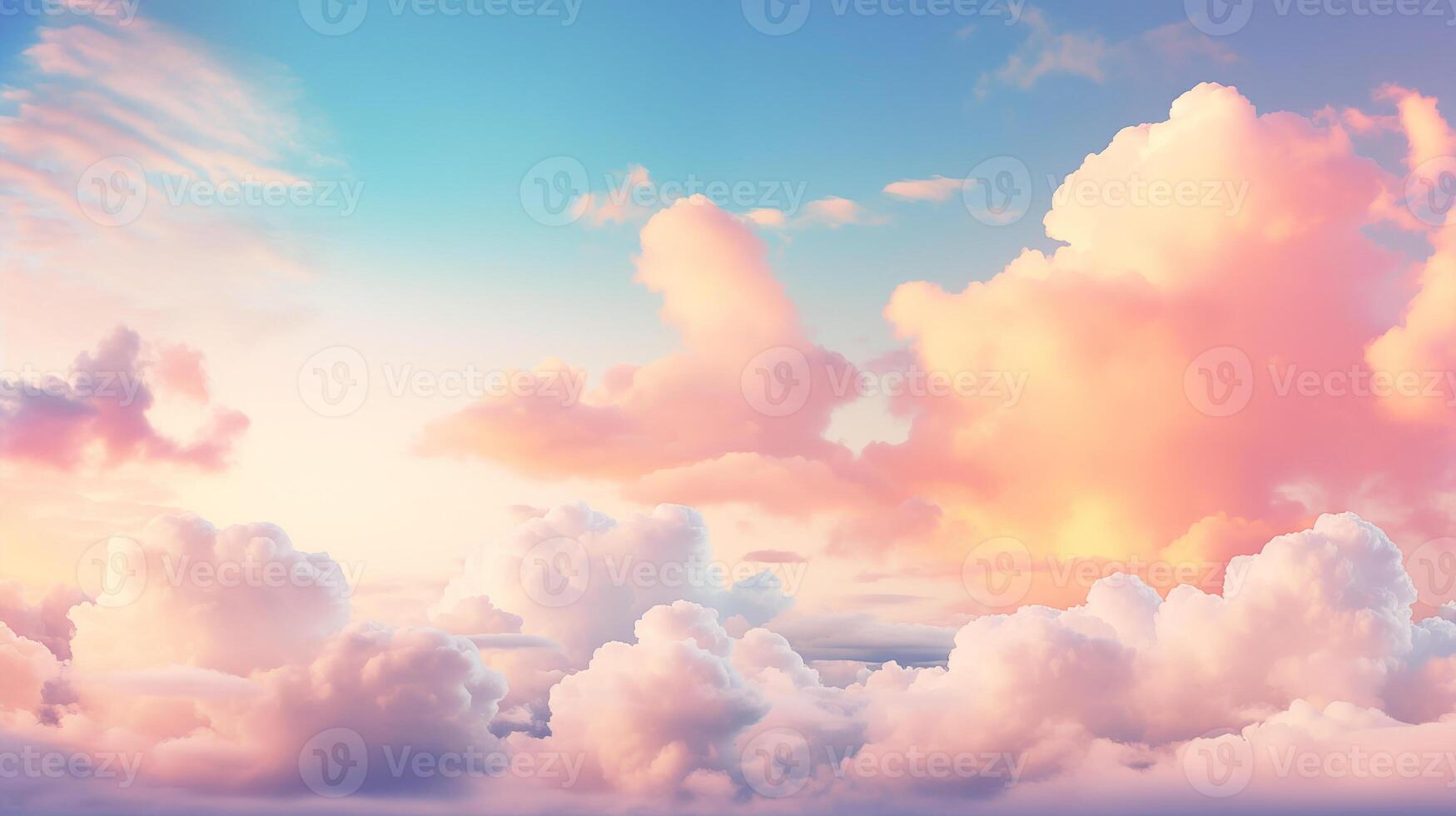 Vibrant sunset hues illuminating fluffy clouds for a dynamic cloud background photo