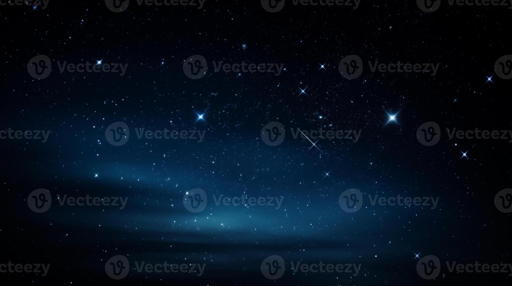 Starry night background with radiant celestial bodies and light trails photo