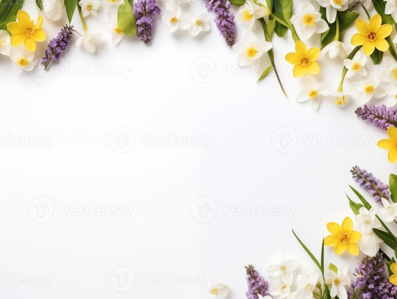 inspirado en la naturaleza antecedentes con Copiar espacio, blanco y amarillo flores frontera foto