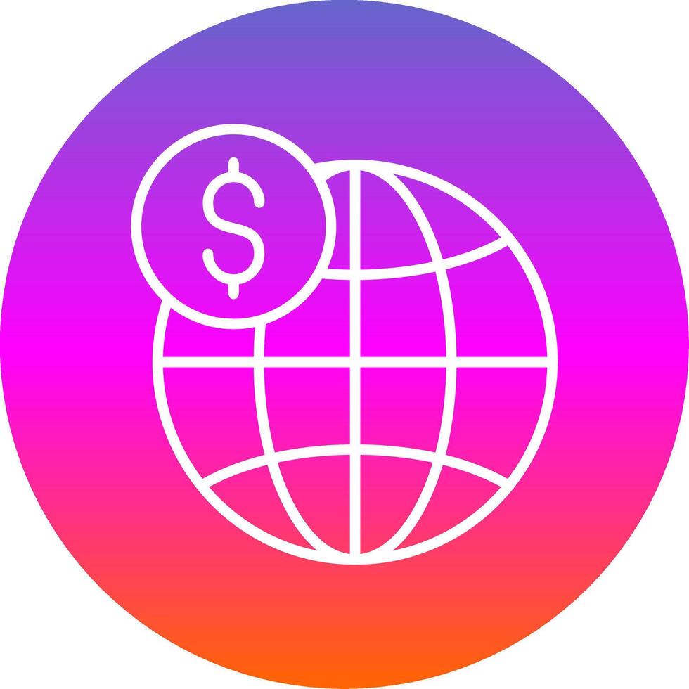 Global Business Line Gradient Circle Icon vector