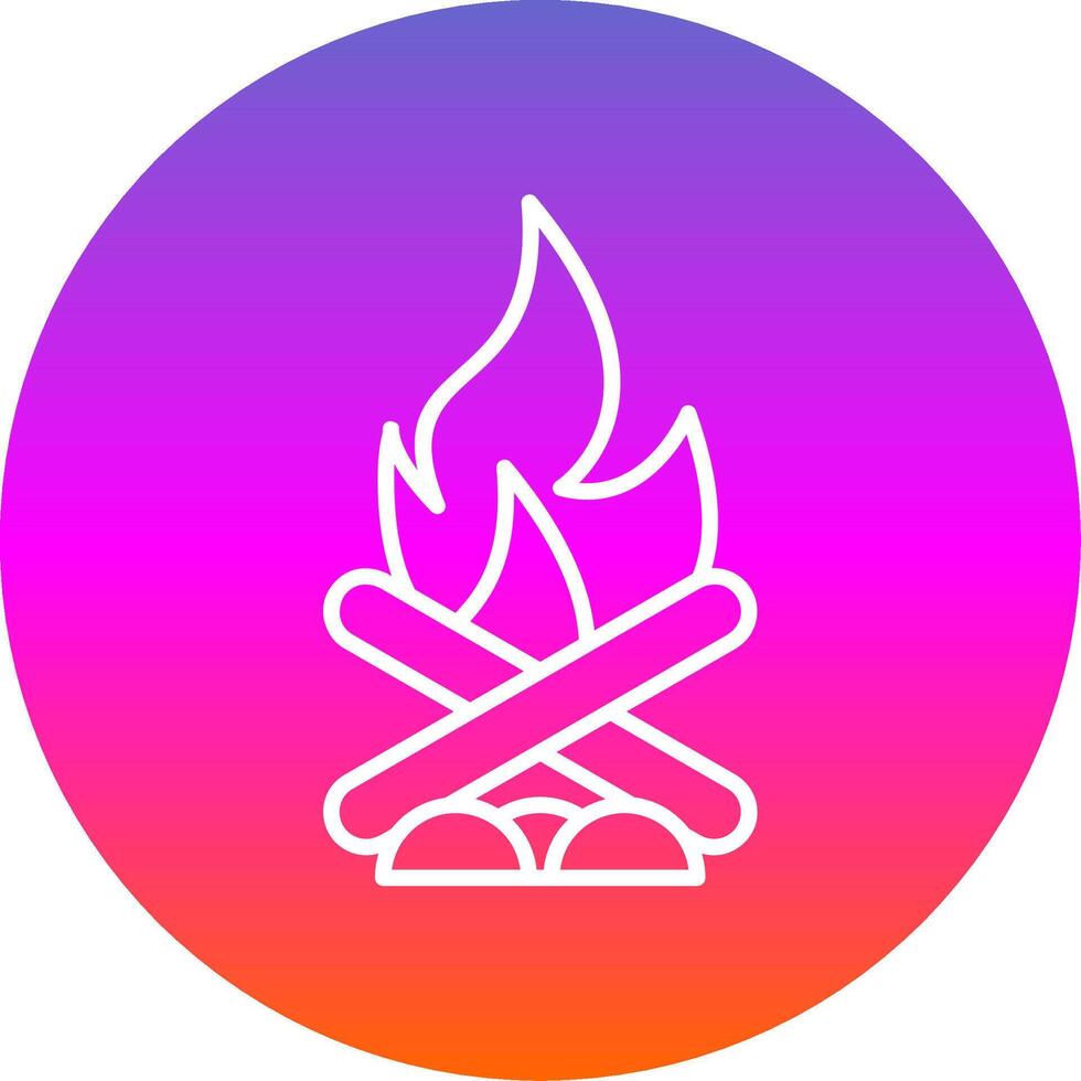 Bonfire Line Gradient Circle Icon vector