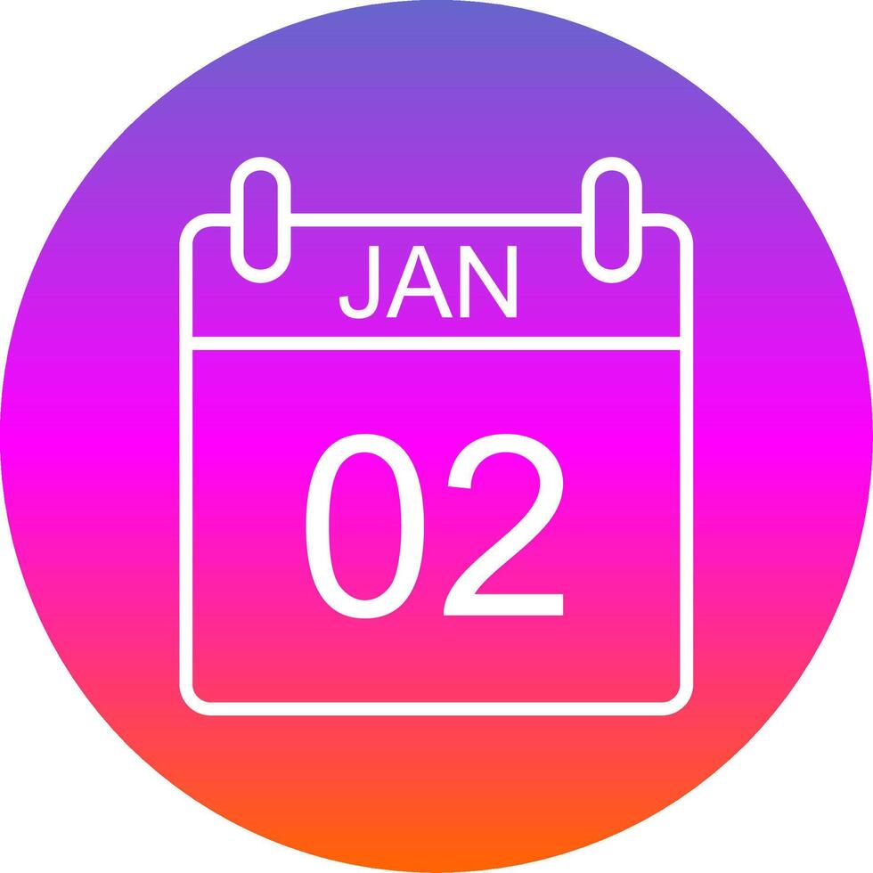 January Line Gradient Circle Icon vector