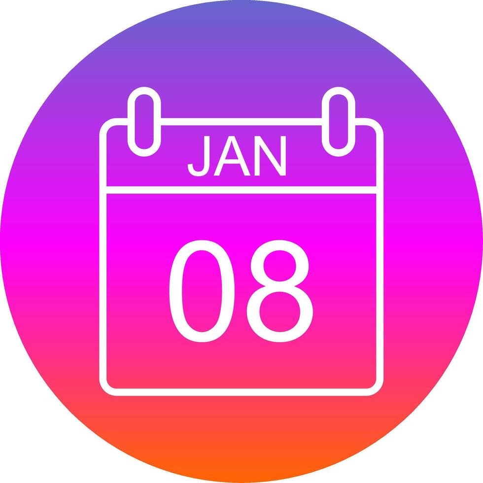 January Line Gradient Circle Icon vector