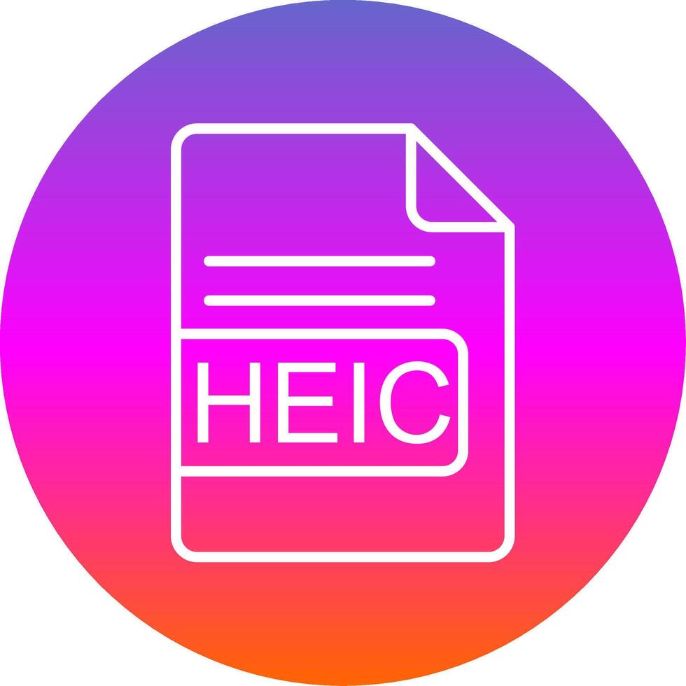 HEIC File Format Line Gradient Circle Icon vector