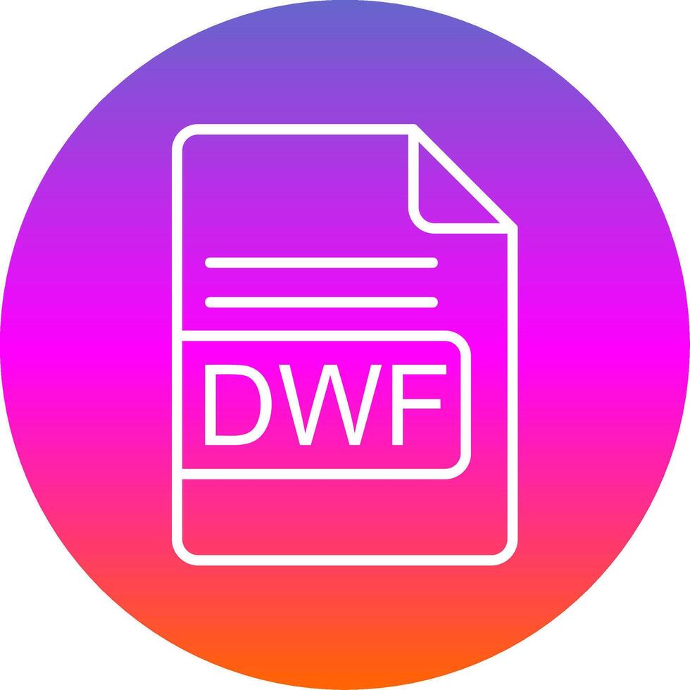 dwf archivo formato línea degradado circulo icono vector