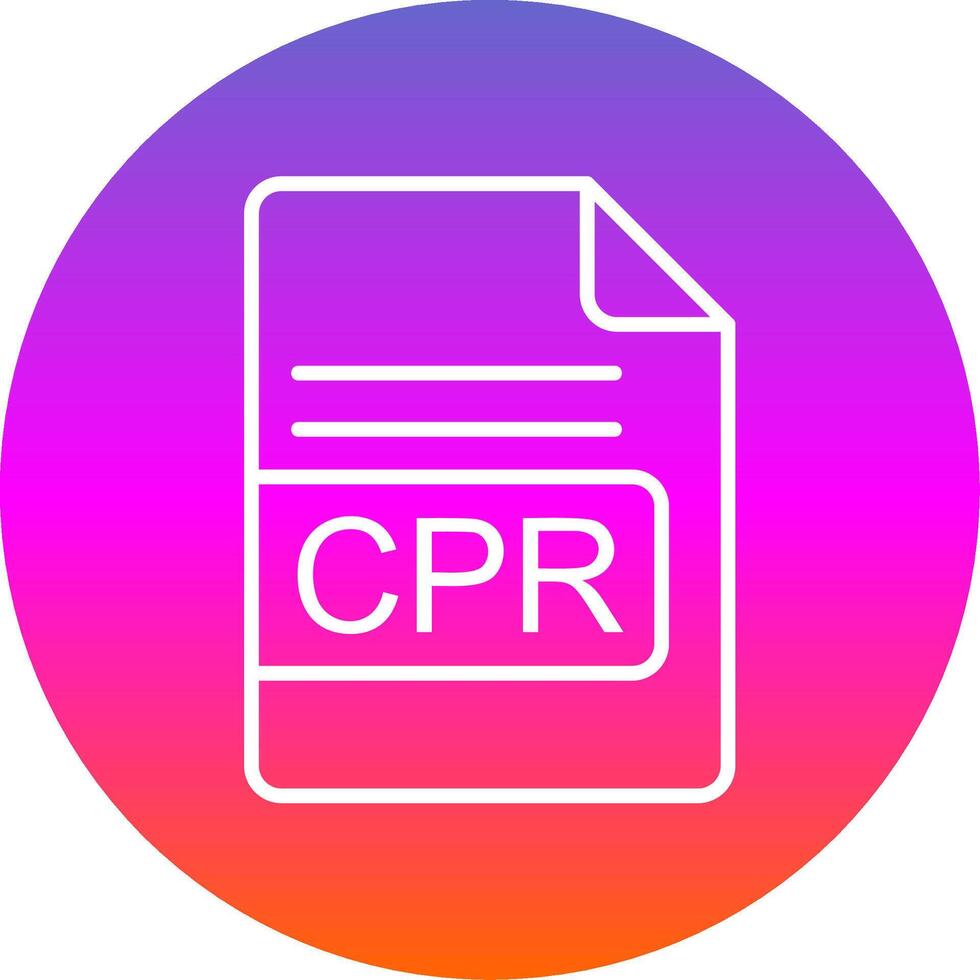 CPR File Format Line Gradient Circle Icon vector