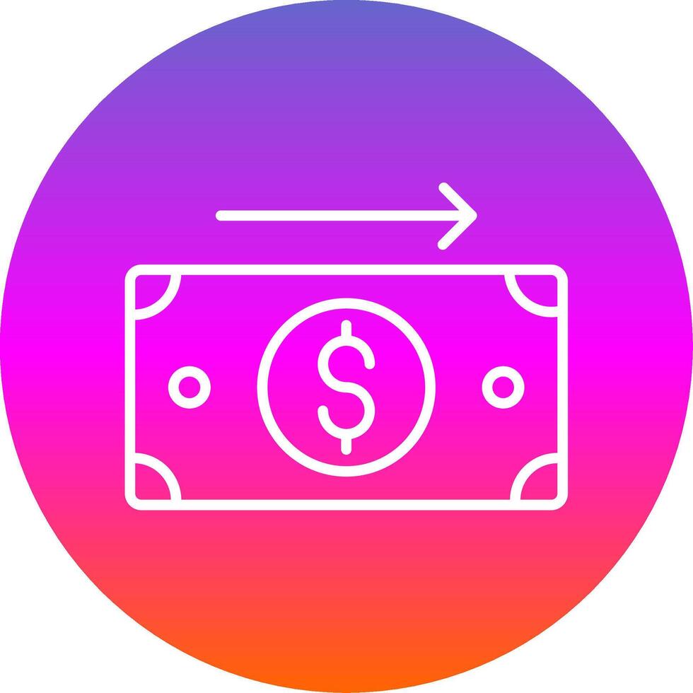 enviar dinero línea degradado circulo icono vector
