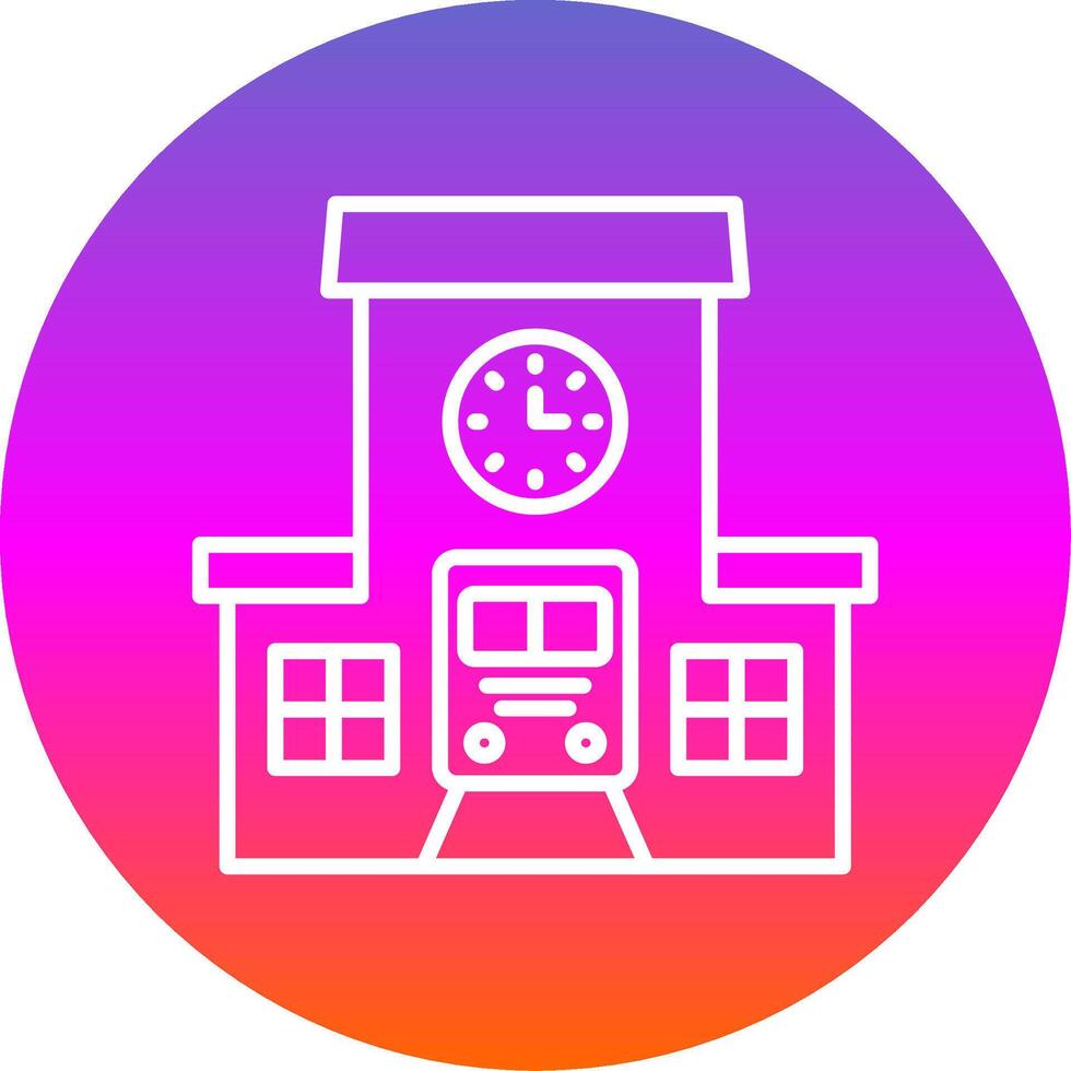 Train Station Line Gradient Circle Icon vector