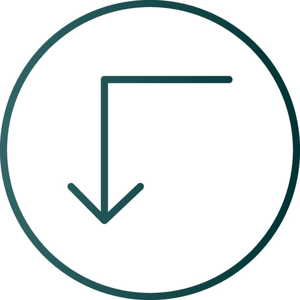 Turn Down Line Gradient Icon vector