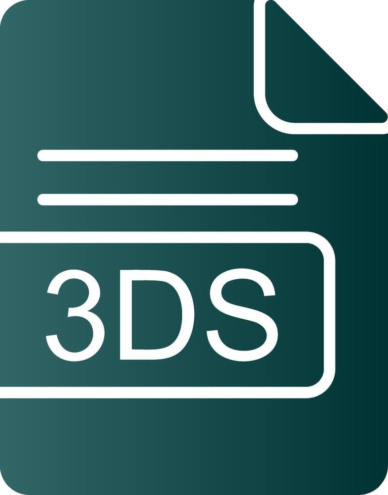 3ds archivo formato glifo degradado icono vector