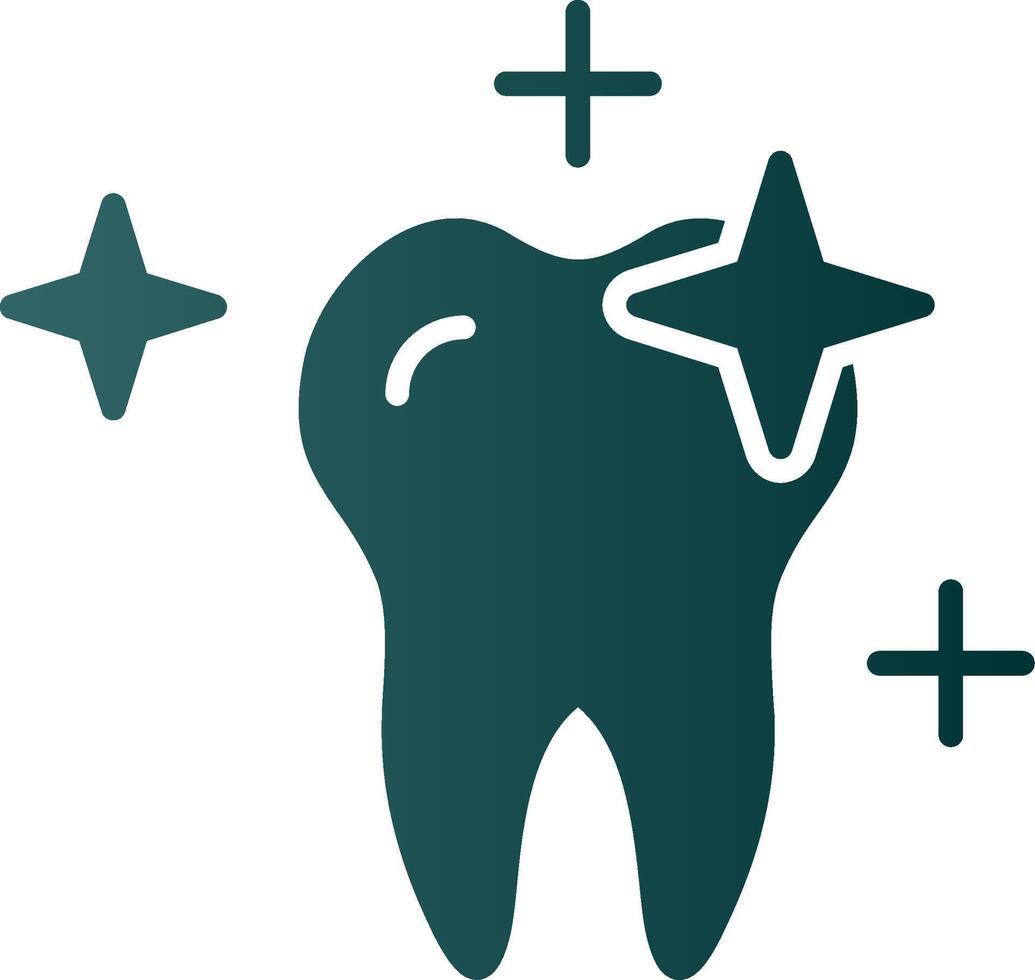 limpiar diente glifo degradado icono vector