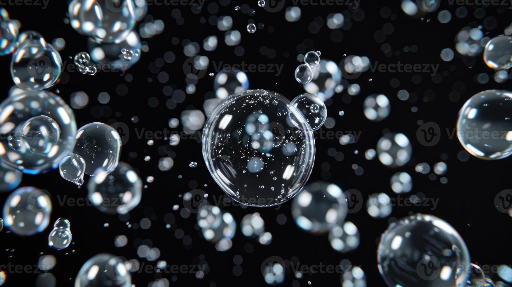 burbujas aislado en negro antecedentes foto