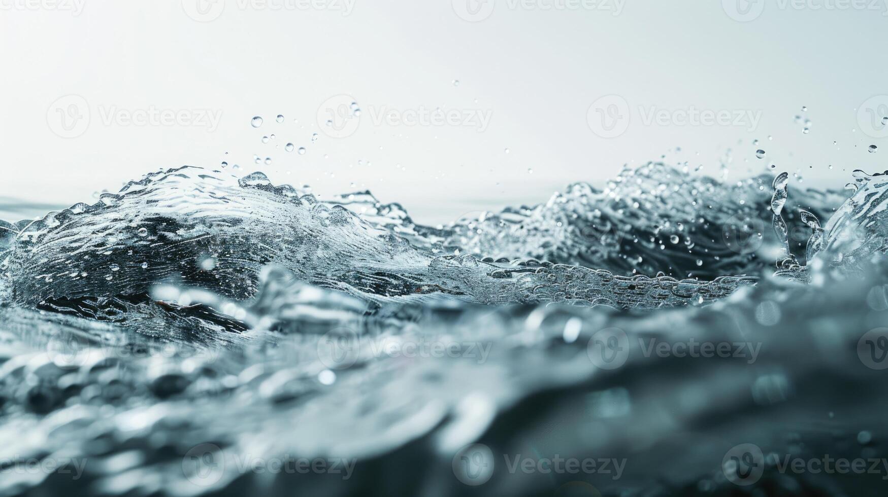 Abstract calm water surface texture with bubbles and splashes. photo