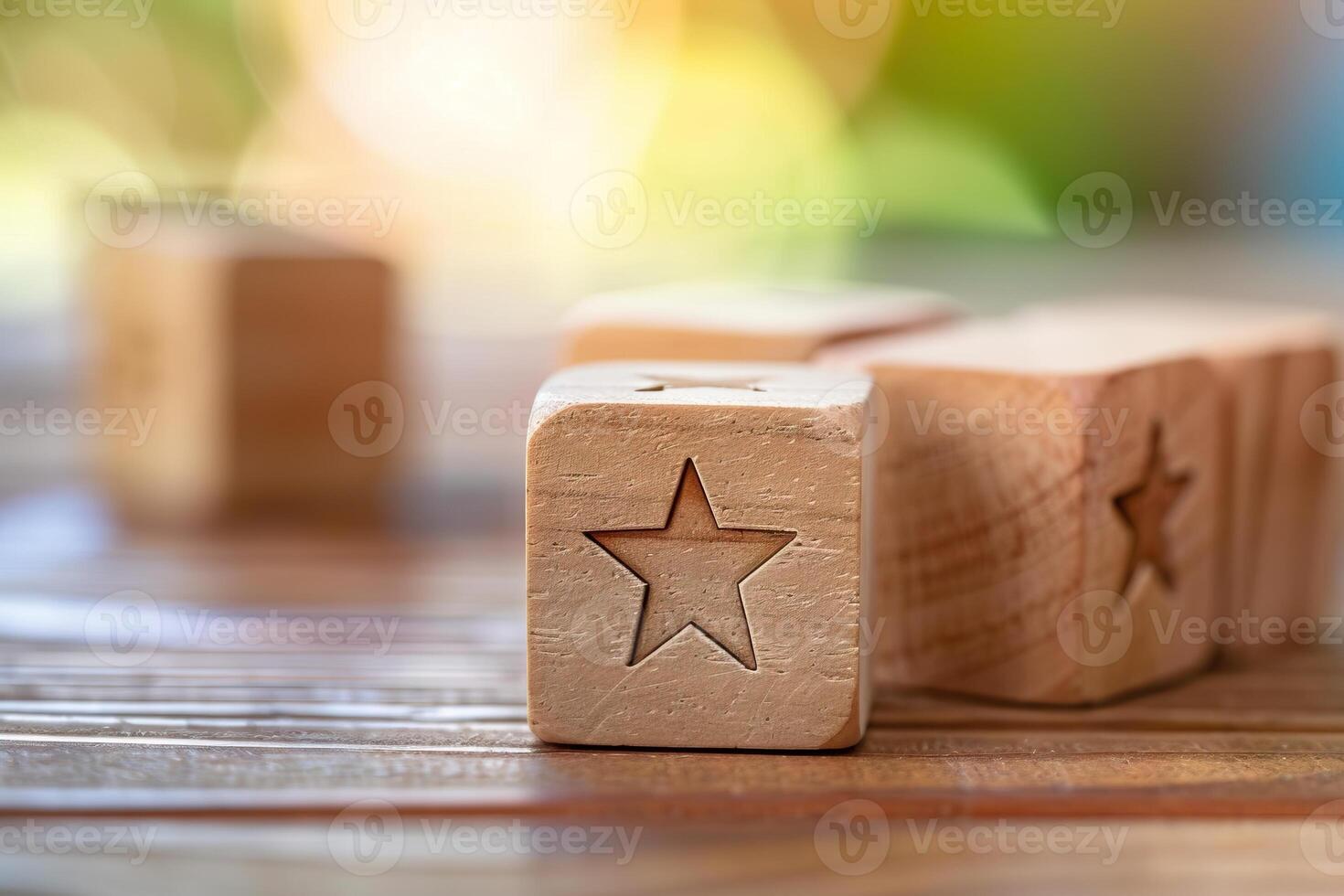 Exclusive VIP Personalized Wooden Cube Blocks with Star Icon photo