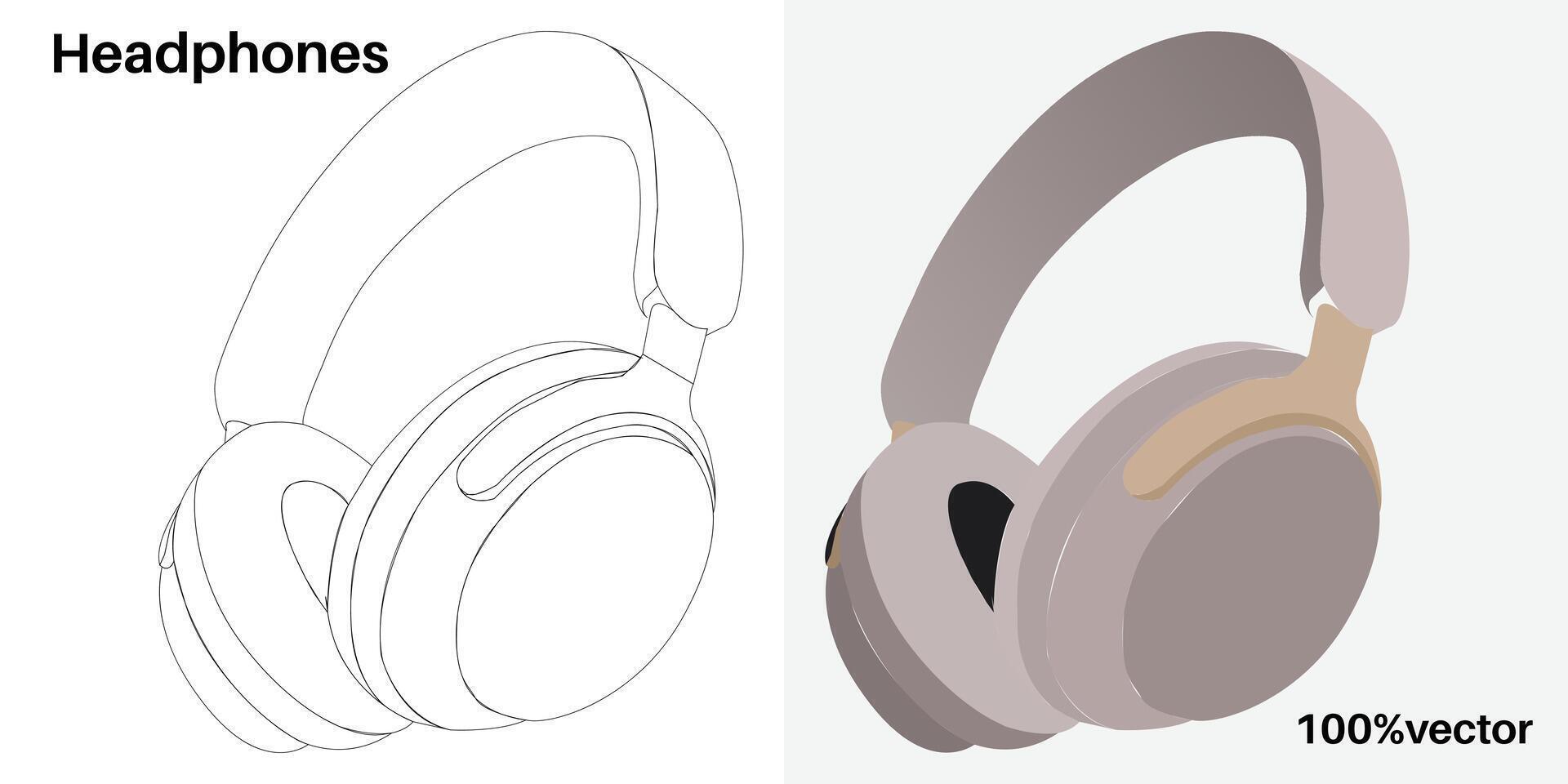 a drawing of a pair of headphones vector