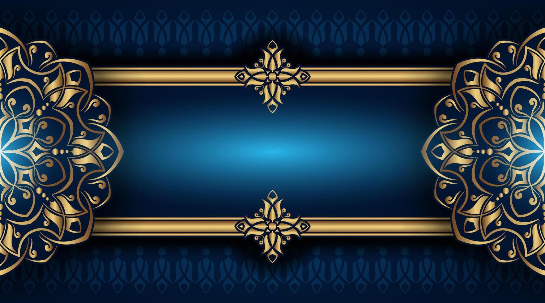 oscuro azul ornamental fondo, con oro mandala decoración vector
