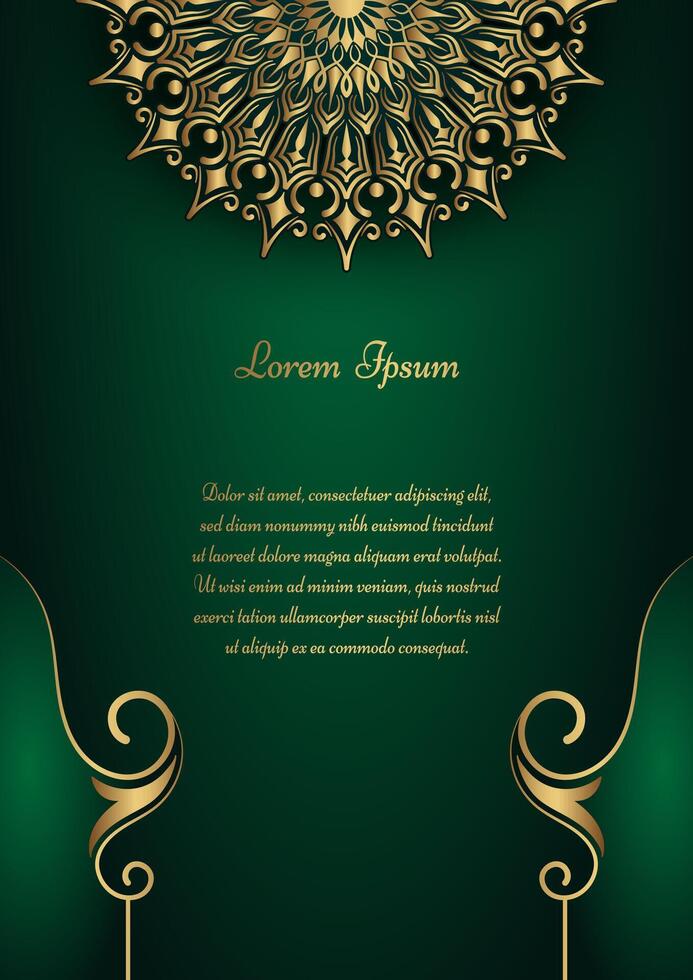 luxury green background, with gold mandala ornaments vector