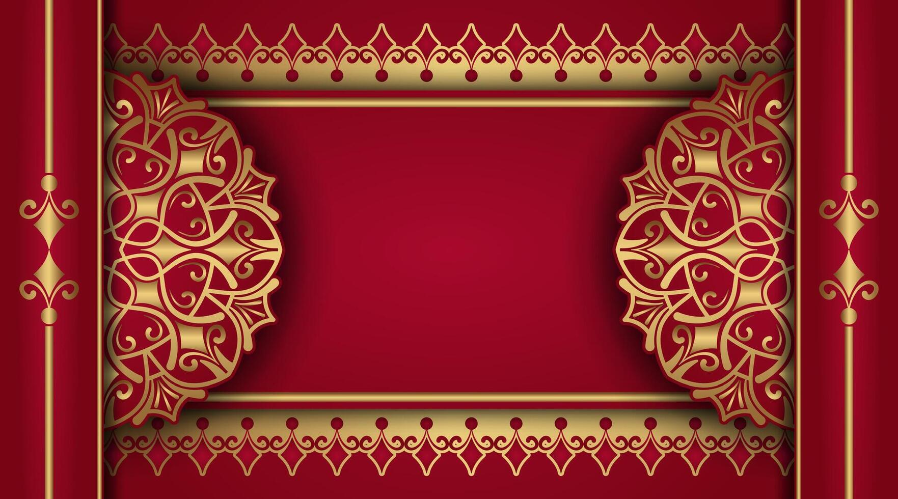 Red luxury background with mandala ornament vector