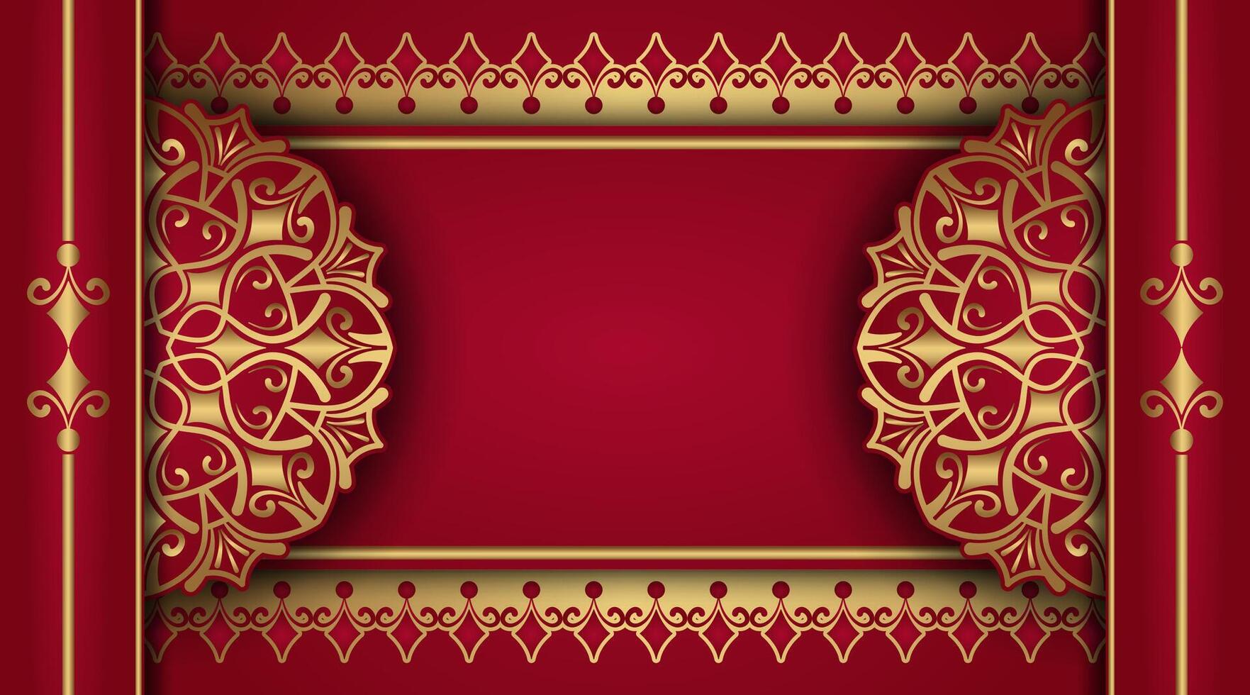 Red luxury background with mandala ornament vector