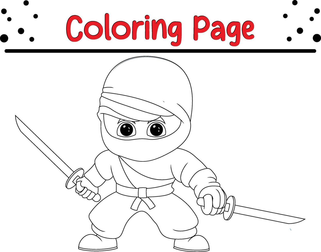 ninja holding sword coloring book page for kids vector