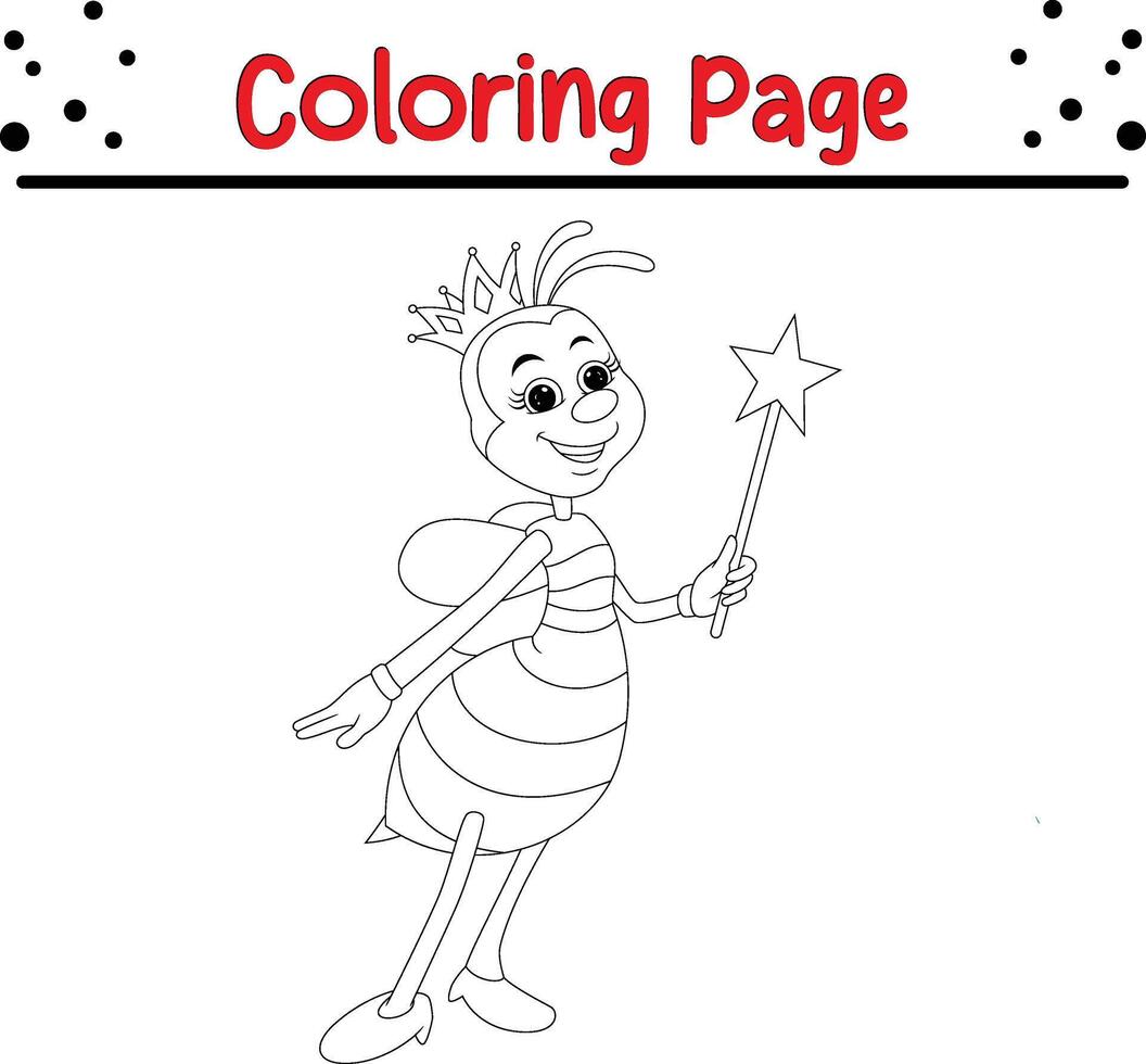 cute bee coloring book page for kids vector