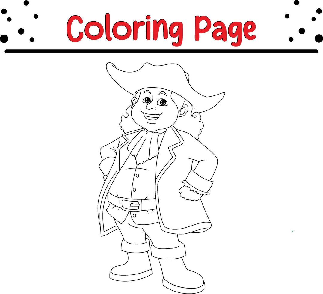 happy fat boy coloring book page for kids vector