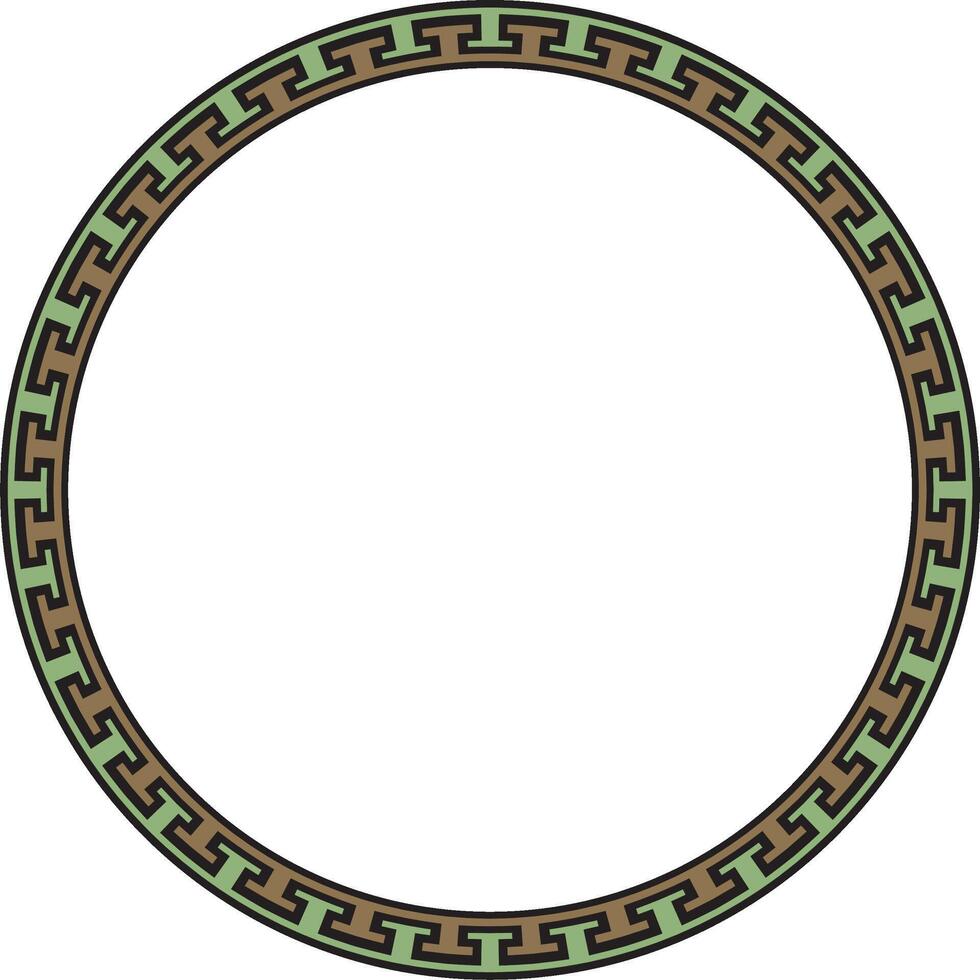 colored round Chinese ornament. Circle border, east asian frame. Korea pattern, Taiwan, Hong Kong. vector