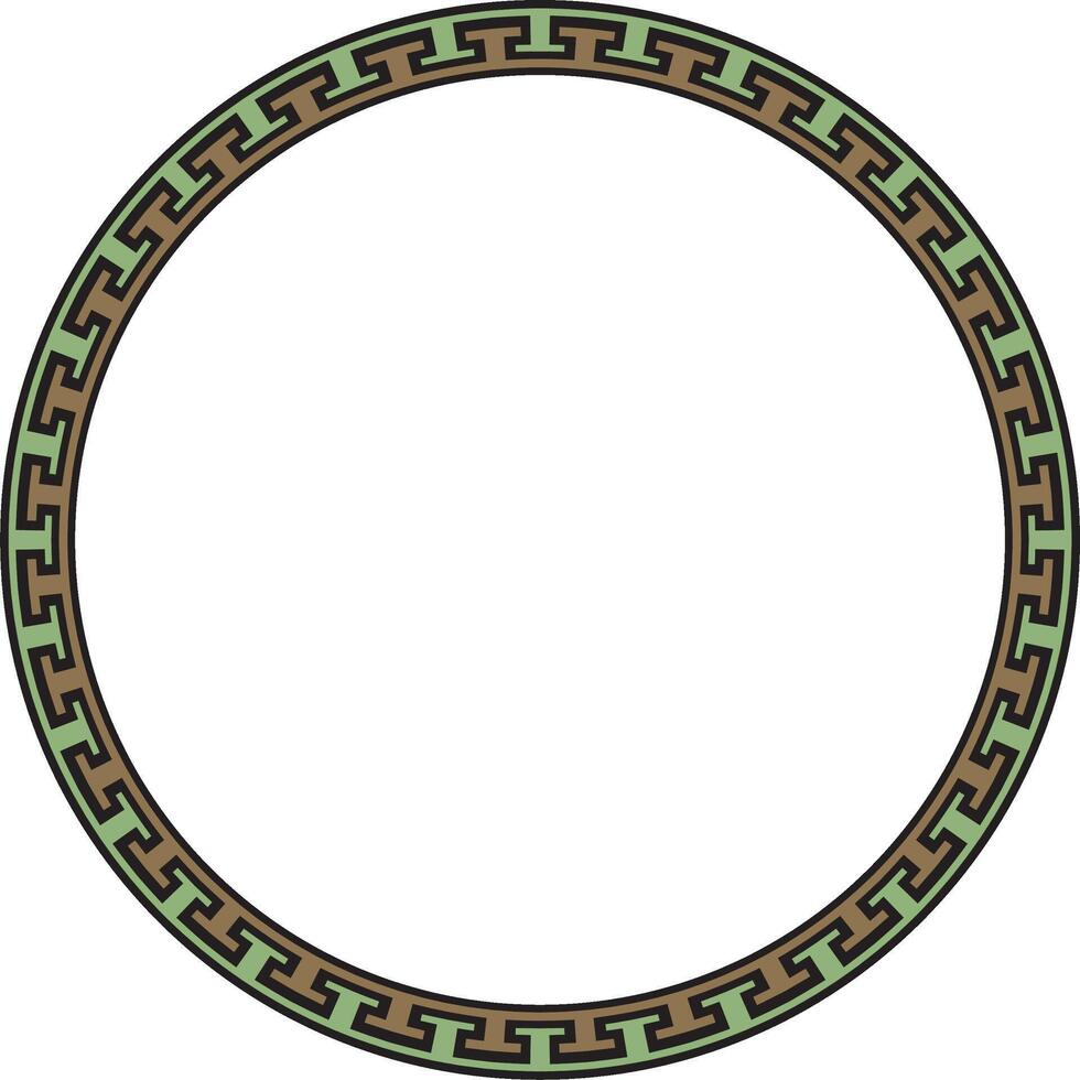 colored round Chinese ornament. Circle border, east asian frame. Korea pattern, Taiwan, Hong Kong. vector