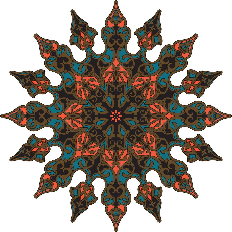 colored round Turkish ornament. Endless Ottoman national circle. vector